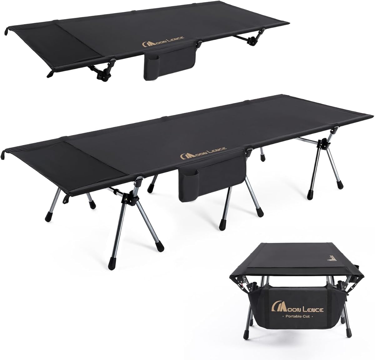MOON LENCE Height Adjustable Camping Cot - Supports 330 lbs