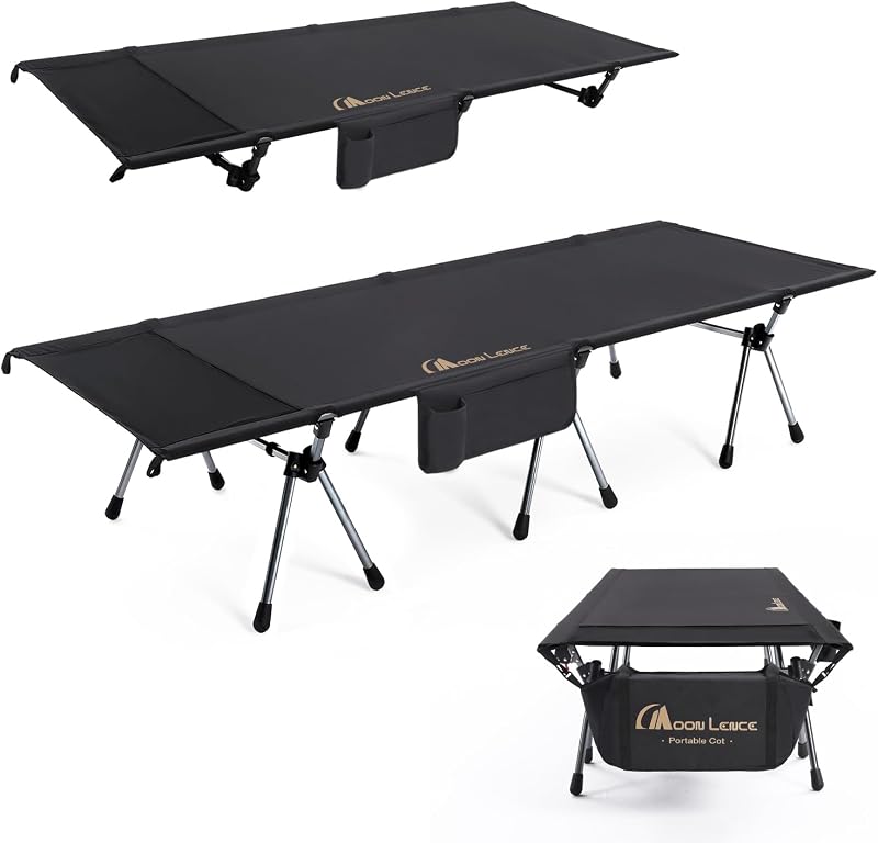 Camping Cot, Height Adjustable with Cot Leg Extenders, Strong Support 330lbs, Lightweight Comfortable Folding Bed for Camping, Hiking, Travel, Truck, Beach, Office Nap,Backpacking