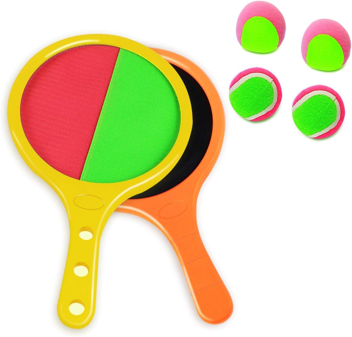 Yehtta Outdoor Toys for Boys & Girls Toss & Catch Game Racket Set Tennis Baseball Summer Game Sand & Beach Toys for Kids Christmas Birthday Gifts
