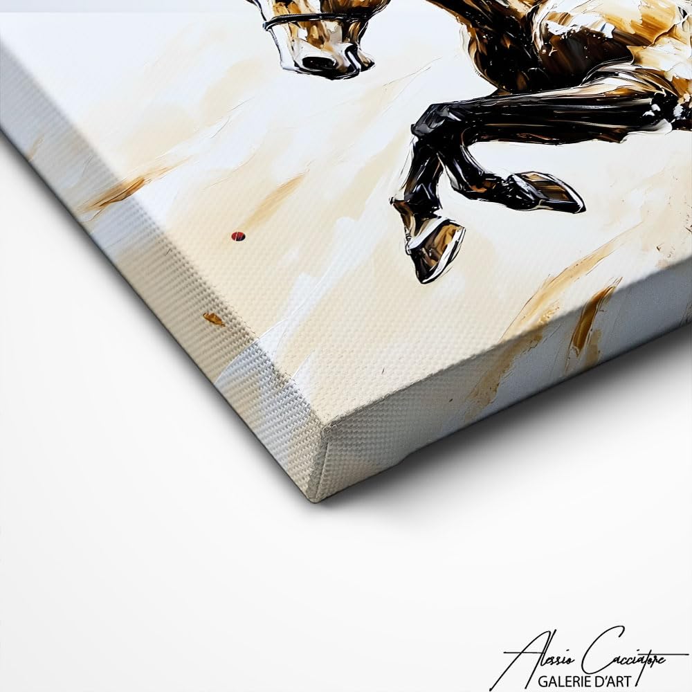 Quadro a forma di cavallo astratto – Poster decorativo da parete con animali – Stampa su tela tono beige – Quadro da parete decorativo per soggiorno, grande formato (40 x 30 cm)