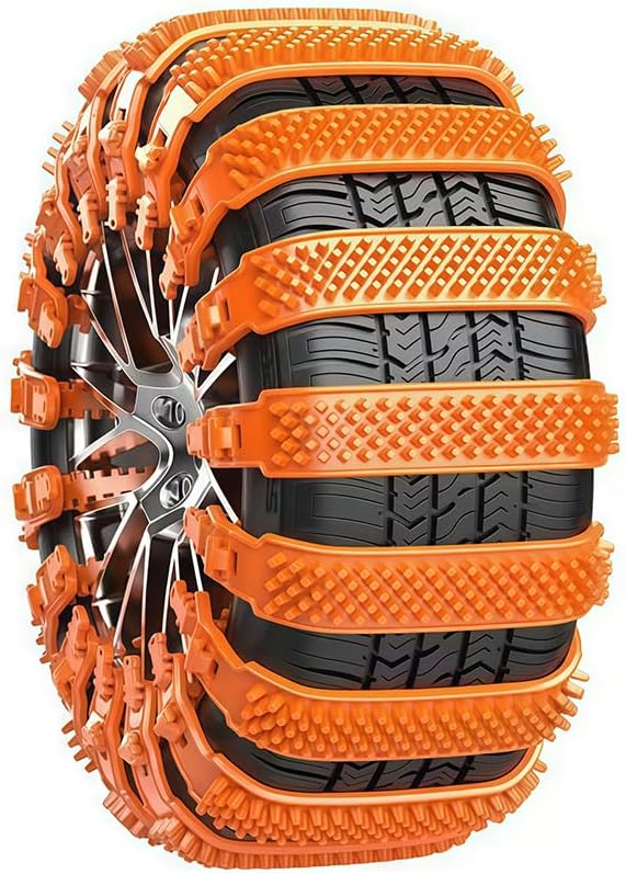 Snow Chains Compatible with Jaguar XE X760 300PS R-Sport, 20 pieces Heavy Duty Anti-Skid Snow Tire Chains Plastic Zip Tie Tire Traction Chain for Winter Driving,Orange-20pcs