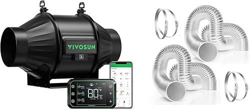 VIVOSUN AeroZesh T4 Inline Duct Fan and 2-Pack 4 Inch 25 Feet Flex Air Aluminum Ducting Dryer Kit - Thumbnail 5