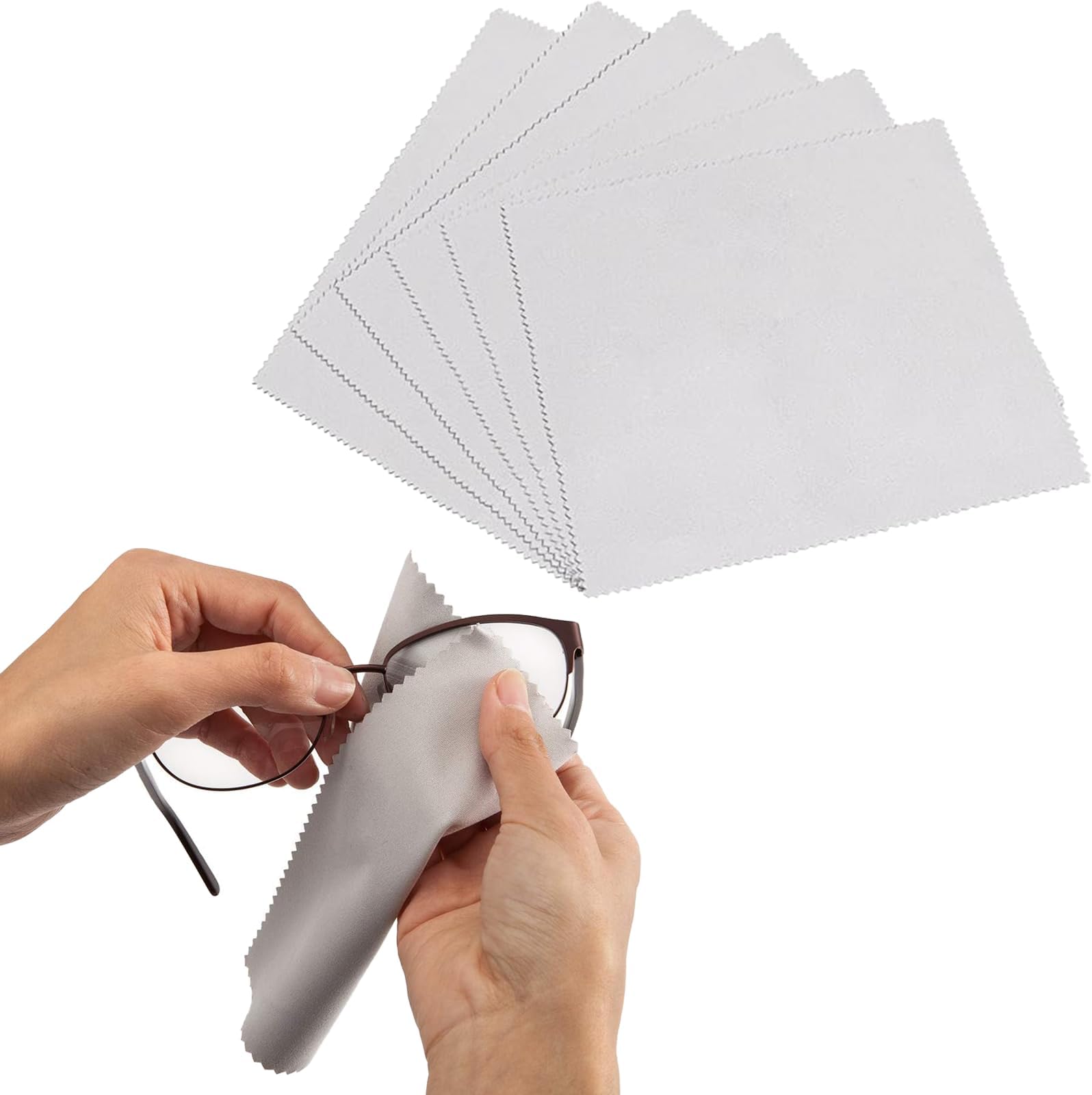 6 Pack Microfiber Cleaning Cloths Multipurpose Eyeglass Lens Wipes Soft Reusable Nonabrasive Towels for Glasses(Grey)