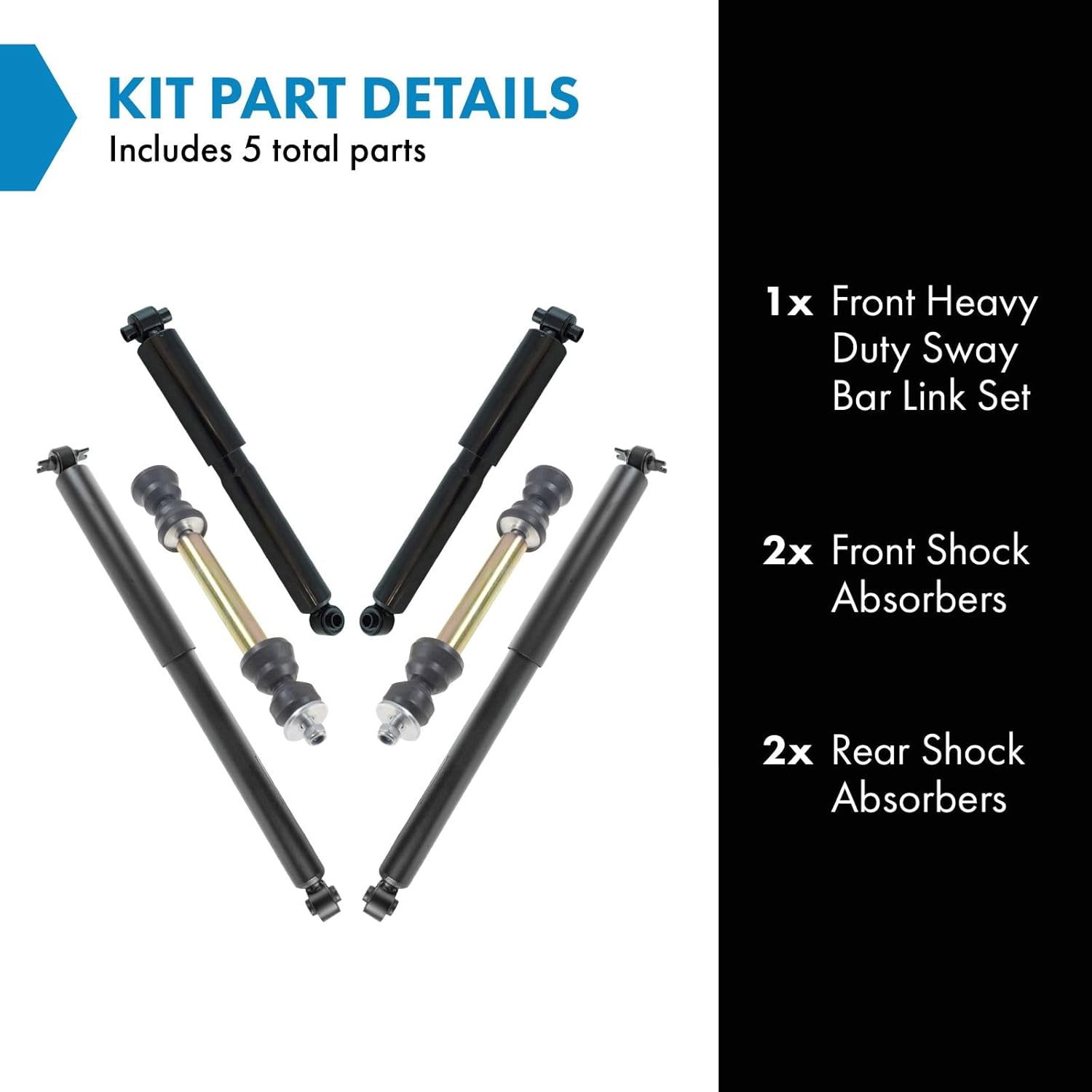 TRQ Front and Rear Suspension Kit Shock Absorber Sway Bar Stabilizer Link Set Compatible with 88-00 Chevrolet GMC