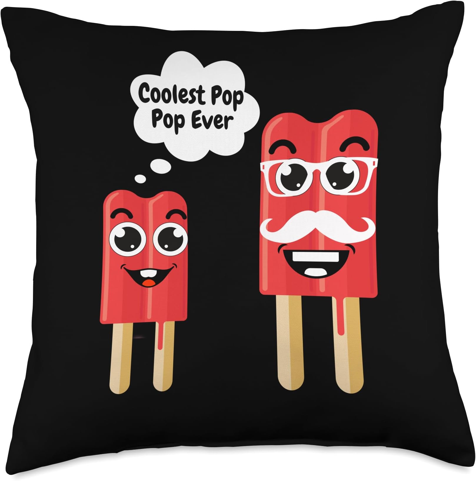 Coolest Pop Pop Ever Grandfather Popsicle Ice Cream Throw Pillow, 18x18, Multicolor