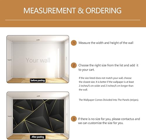 Miniatura 5 de Papel tapiz geométrico 3D negro para sala de estar y dormitorio (no despegar ni pegar)