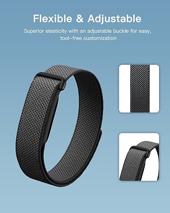 Google Fitbit Airアクティビティトラッカー対応ナイロンバンド、通気性のある面ファスナー交換用ストラップ、調節可能なスポーツリストバンド 男女兼用