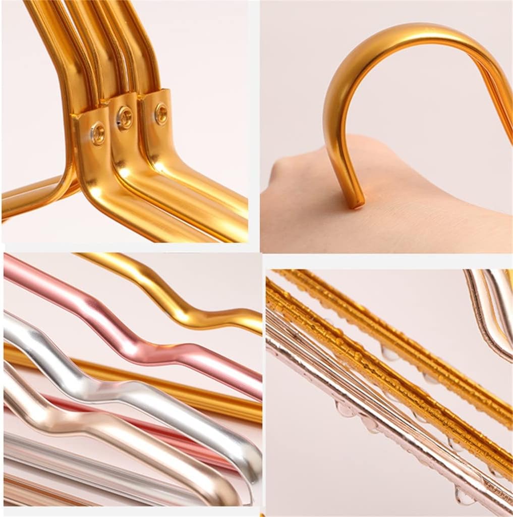 5pcs Coat Hangers Aluminium Alloy Clothes Pants Hanger Anti-Slip Seamless Clotheshorse Metal Drying Rack(E)