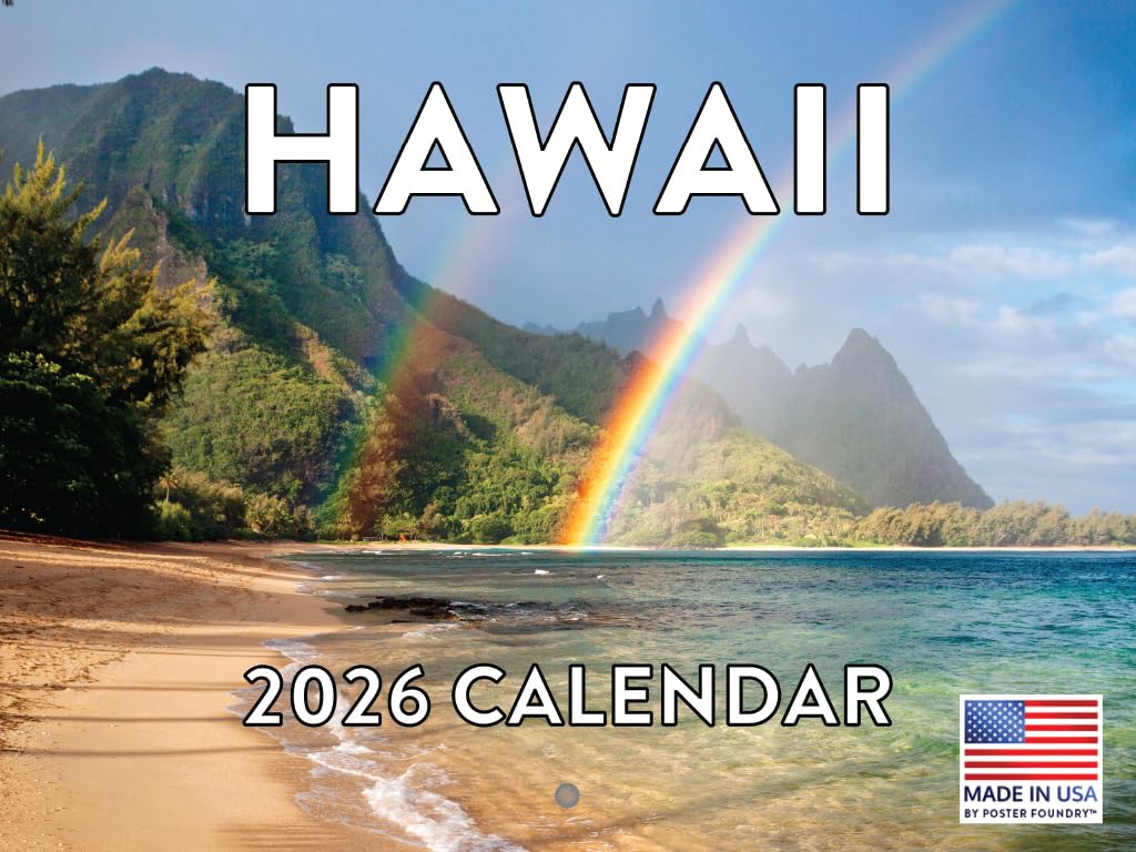 Hawaii Calendar 2026 Hawaiian Tropical Gifts Beach Maui Kauai Wall 12 Month Monthly HI Scenic Souvenirs Hawaiian Themed Gifts | American Made In The