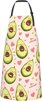 Cute Avocado Apron for Women,28x33in,Fruit Kitchen Aprons with 2 Pockets,Oxford Fabric,Sweet Heart Adjustable Apron for Cooking Baking Gardening Chef,Gifts for Mom Wife