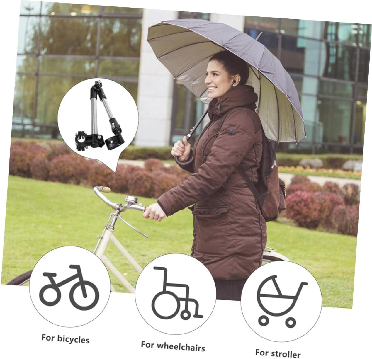 2pcs Umbrella Holder Sturdy Umbrella Mount for Bike Electric Stroller Easy Installation Retractable Design for Outdoor Use