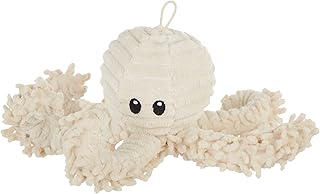 Petlou Durable Natural Nubby Plush Dog Toys with Squeaker and Crinkle Paper in Multi-Size (Natural Octopus, 9 Inch)