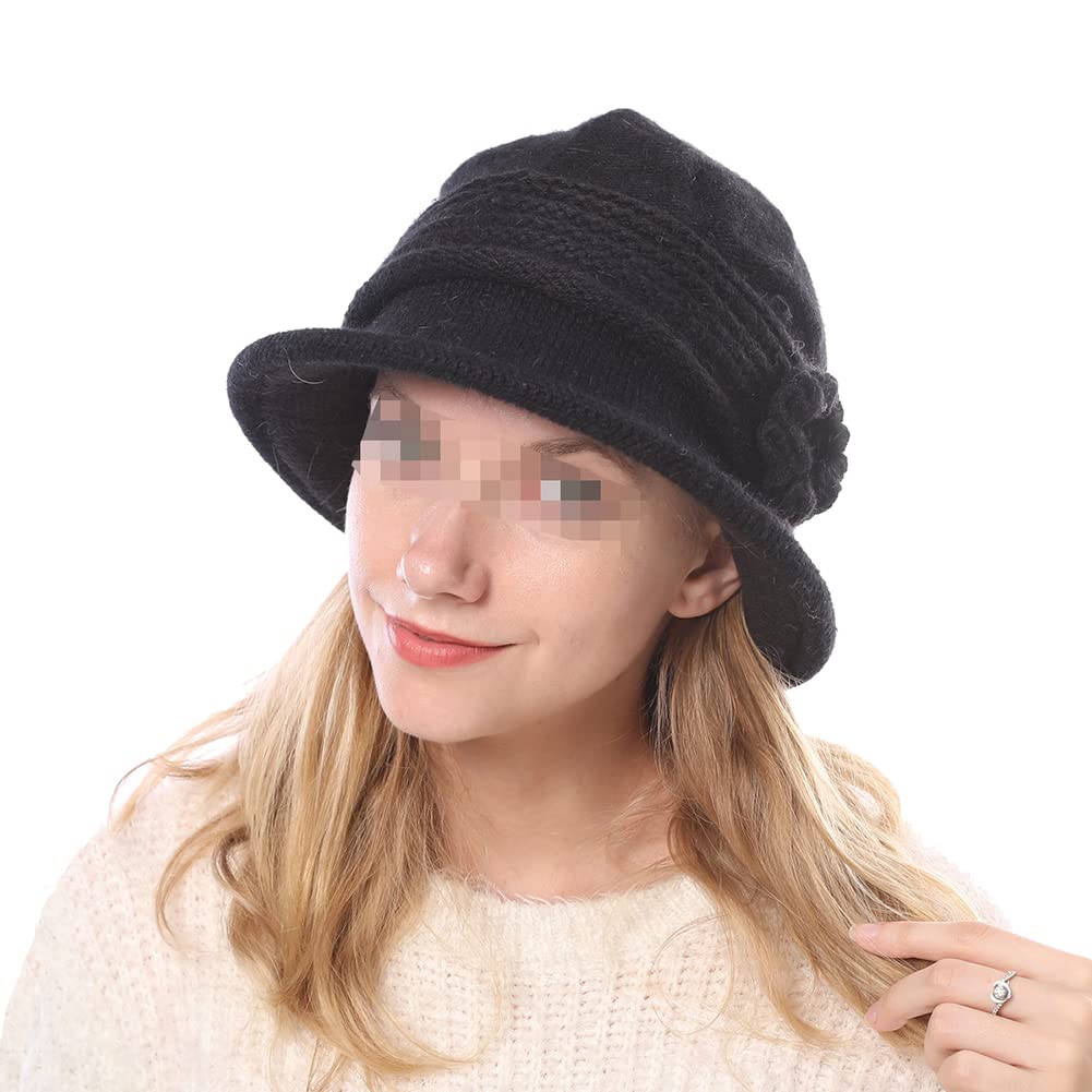 Women\'s Winter Knit Cloche Bucket Hat Vintage Beanie Hat Round Brim Women main image 3