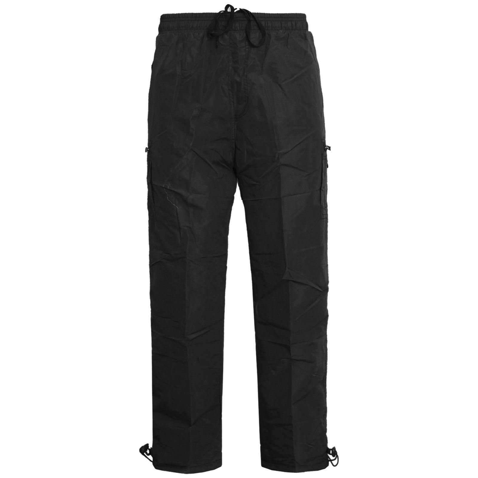 MENS CARGO THERMAL FLEECE LINED COMBAT PANTS TROUSER JOGGING BOTTOMS JOGGERS[Black,XL]