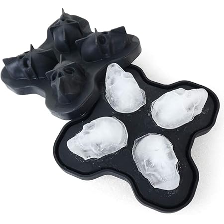 Amazon Co Jp アイストレー シリコン製 製氷皿 4個取り 約4x3cm ドクロ スカル 頭蓋骨 ロックアイス アイスキューブ アイスボールメーカー 氷 製氷機 面白い 雑貨 ウイスキー 氷皿 お酒用氷 ロック用 アルコール カクテル ブランデー シャンパン ジュース 紅茶