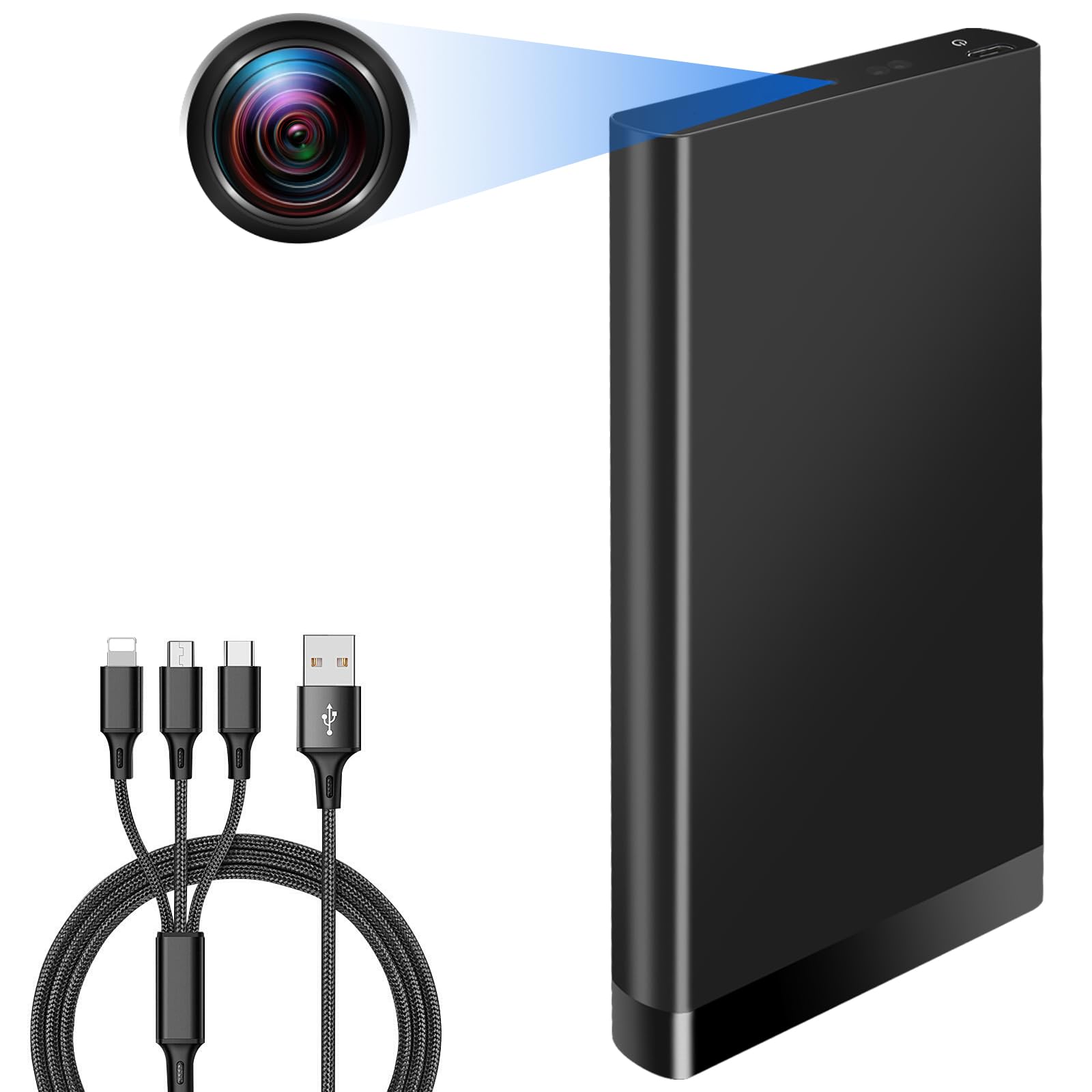 Power Bank Spy CAM 10000mAh, Mini Cámara Oculta Espía HD 1080P, Portátil Cámara Espía sin WiFi, Micro Camara Oculta con Visión Nocturna para Uso Interior y Exterior, Casa, Viajes, etc.