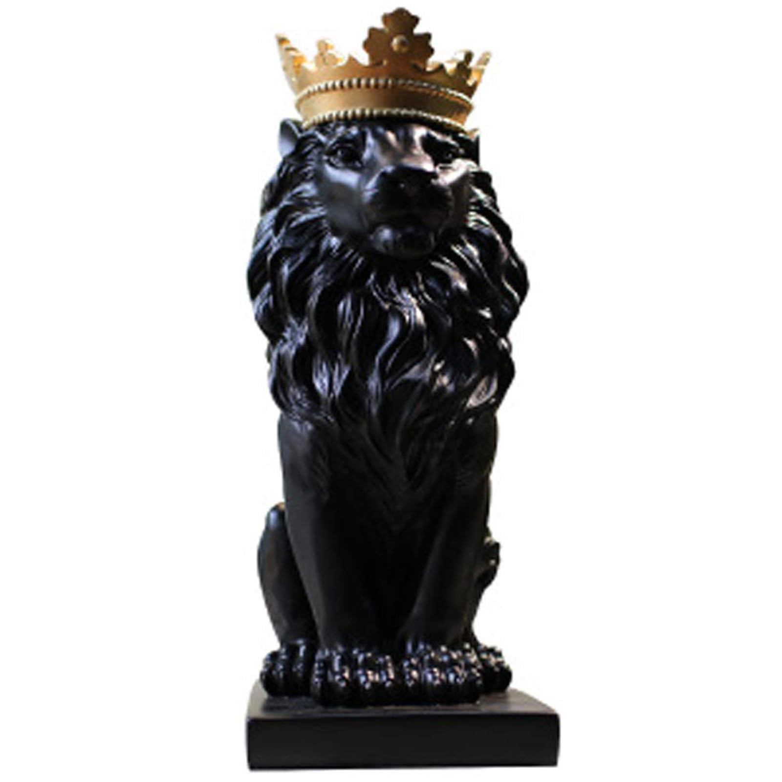 YXCQHZM Lion Statue, Resin Modern Black Glossy Finish Lion Figurine for Home Decorations (B)