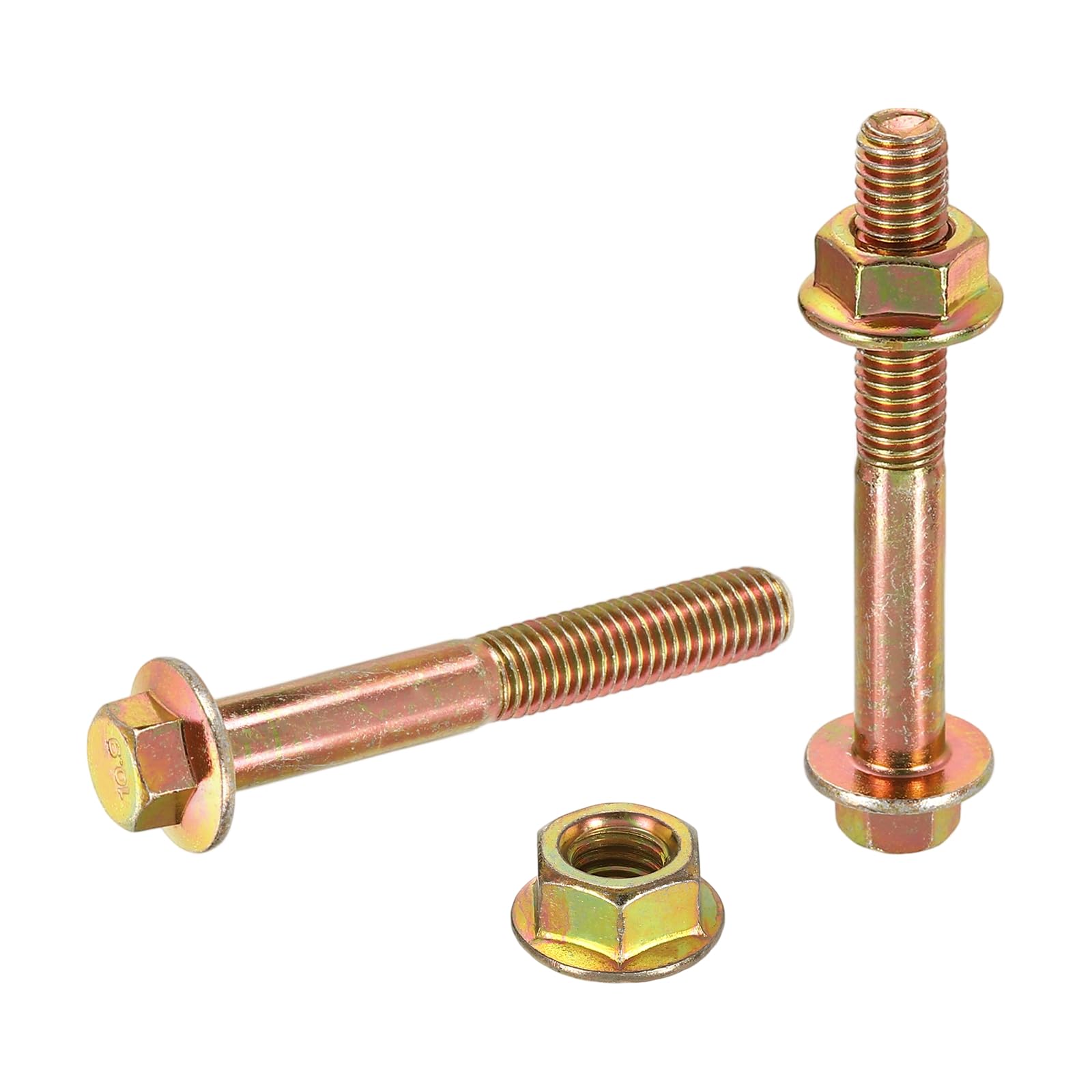 sourcing map M8 x 60mm Flanged Hex Head Bolts, 5Pcs Zinc-Plated Carbon Steel Flange Hexagon Screws with Nuts, Partially Threaded, for Machinery Industry Home Appliances