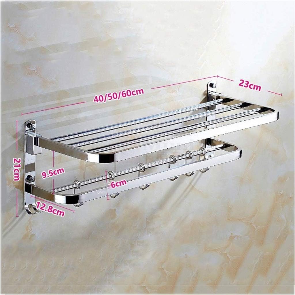 Bathroom Towel Rack, Towel Shelf Bar, Rustproof 304 Stainless Steel Wall Mount Holder(50CM)