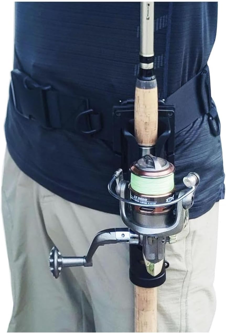 Adjustable Fishing Belt Rod Holder,3rd Hand Belt Clip Rod Holder,Fishing Wading Belt，Innovative 360°Rotating Design