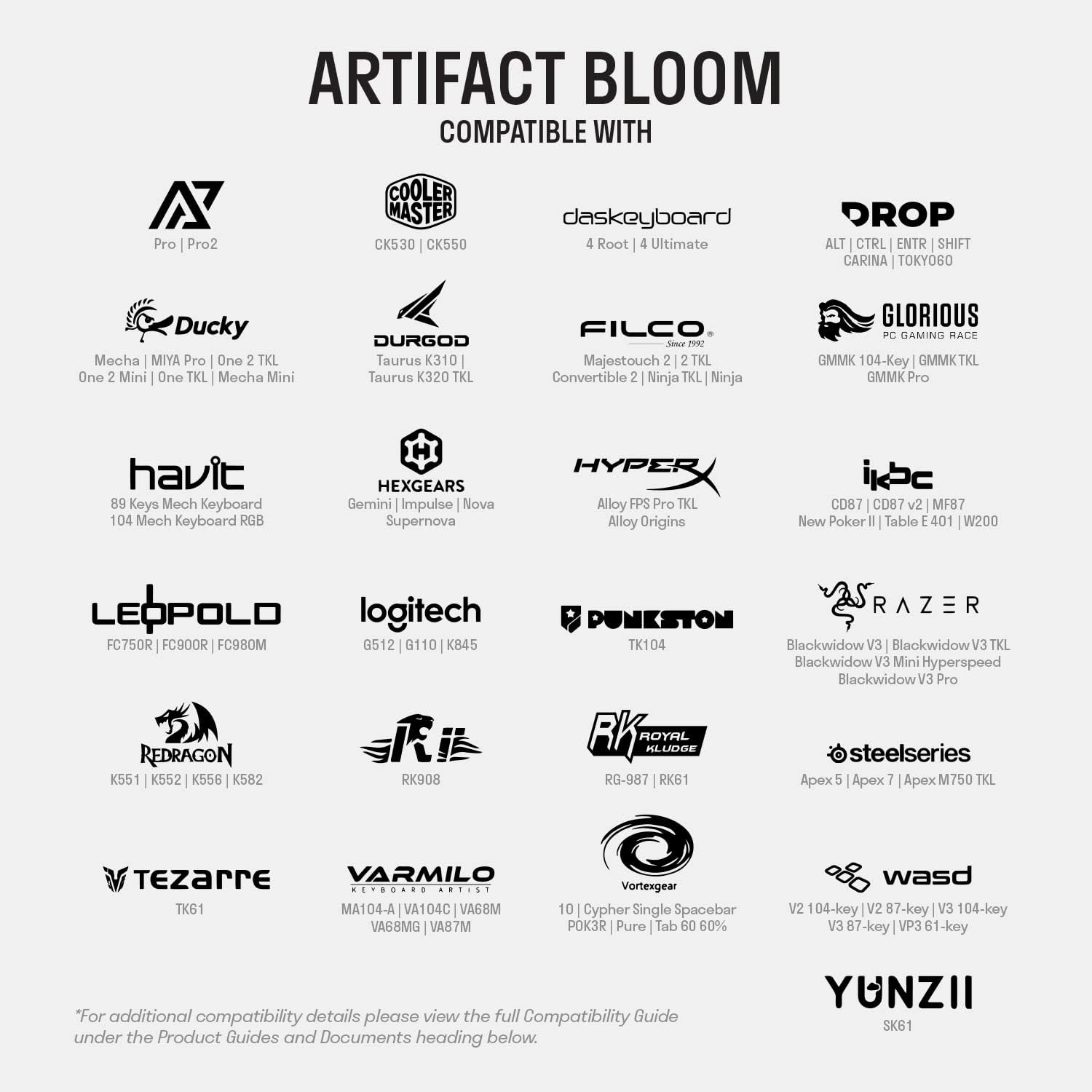 DROP Artifact Bloom Series Keycap Set - Compatible with Full-Size, Tenkeyless, Compact 1800, HHKB, 75%, 67%, and 60% Mechanical Keyboard Layouts, 129 PBT Keycaps, dye-sub, Cherry Profile (Carnival)