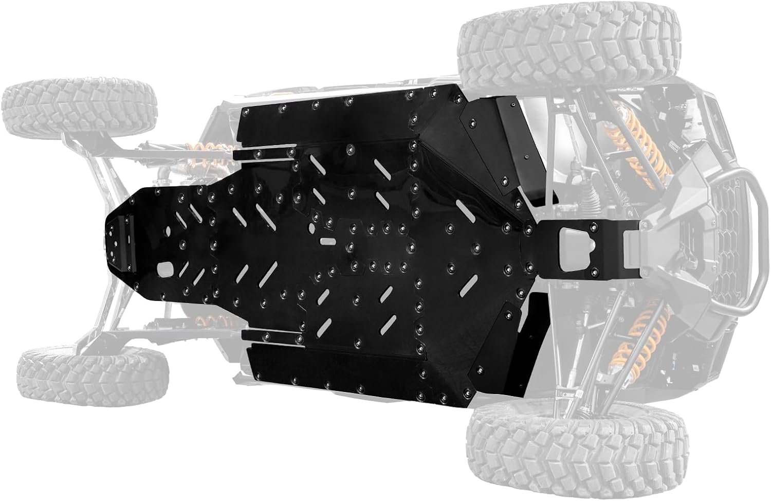 SuperATV Full Skid Plate for 2024+ Polaris RZR XP 4 | 1/2” Thick Proprietary ARMW | Full Front-to-Back Protection | Abrasion, Break, and Bend Resistant | Drain Ports Make Cleanup Easy | USA Made