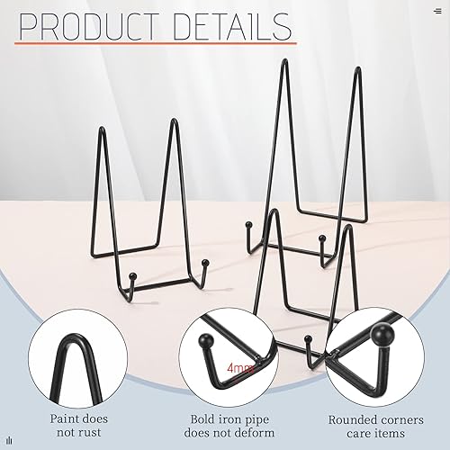 Miniatura 3 de Mixweer 12 soportes de libros para exhibición, marco de fotos de metal, soporte para libros, caballetes, soporte para fotos para exhibición
