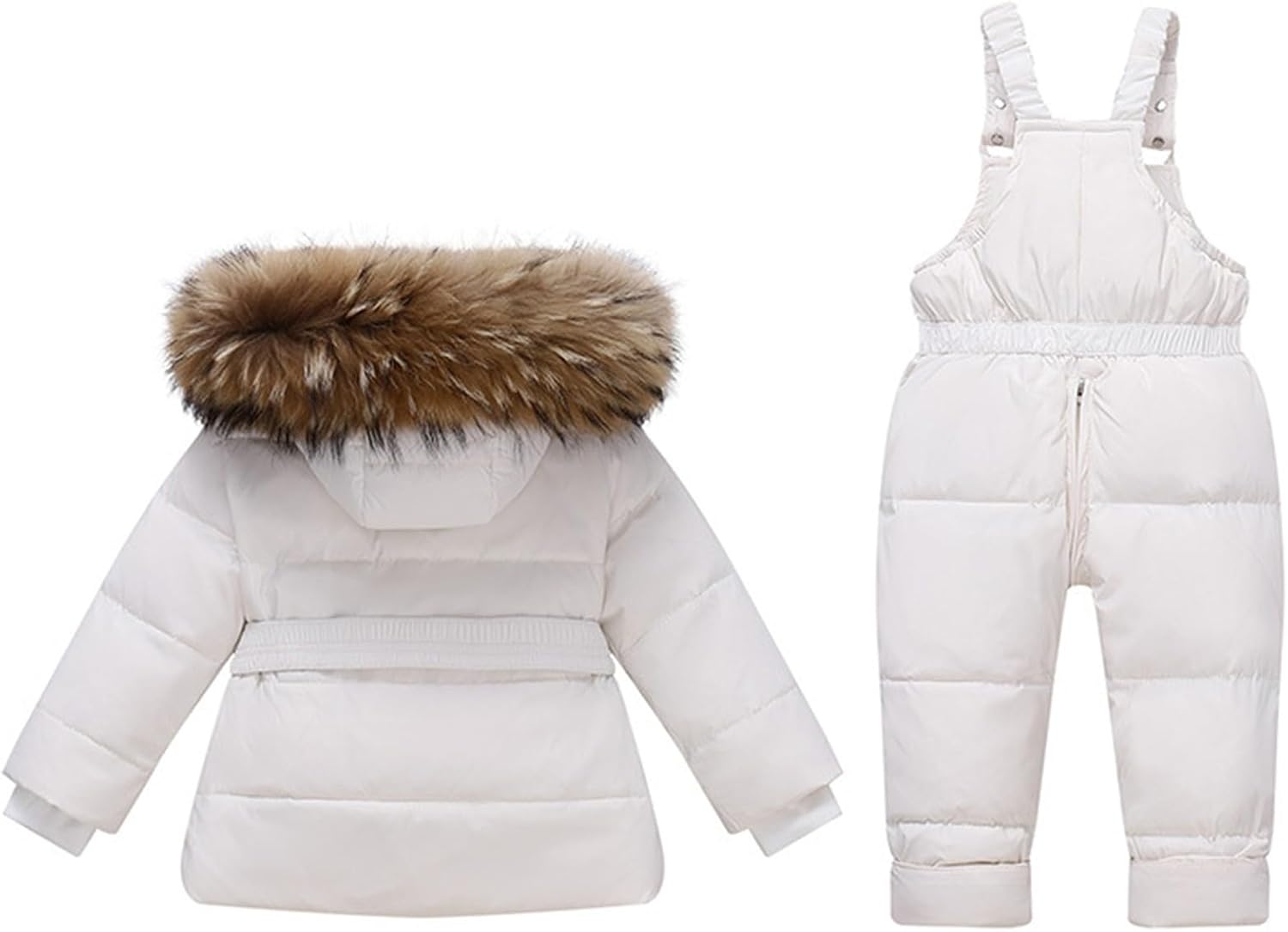Girls 2-Piece Snowsuit Puffer Jacket and Skibib Snow Pants Kids Windproof Overalls Winter Snowboarding Ski Suits