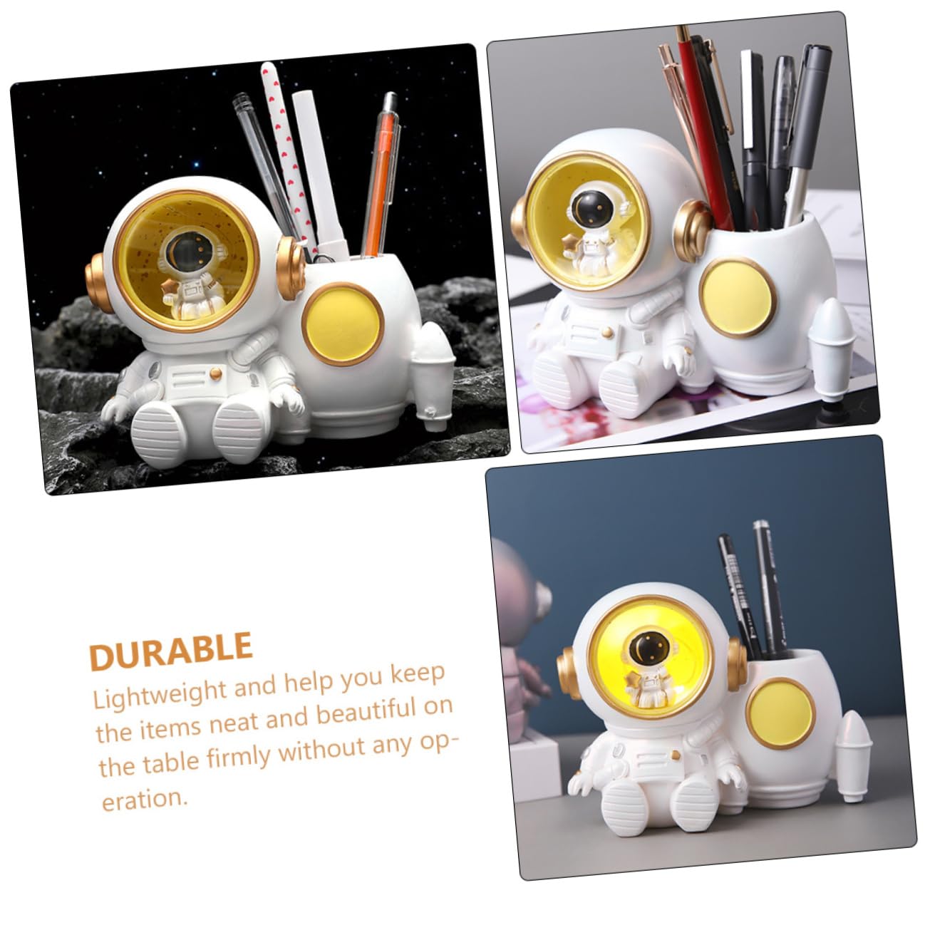 Gadpiparty Portapenne Astronauta Con Luce Led Portamatite Da Scrivania Per Ragazzo Ragazza Ragazza Organizer Spaziale Per Penne e Pennelli Accessorio Decorativo e Funzionale Per Ufficio e