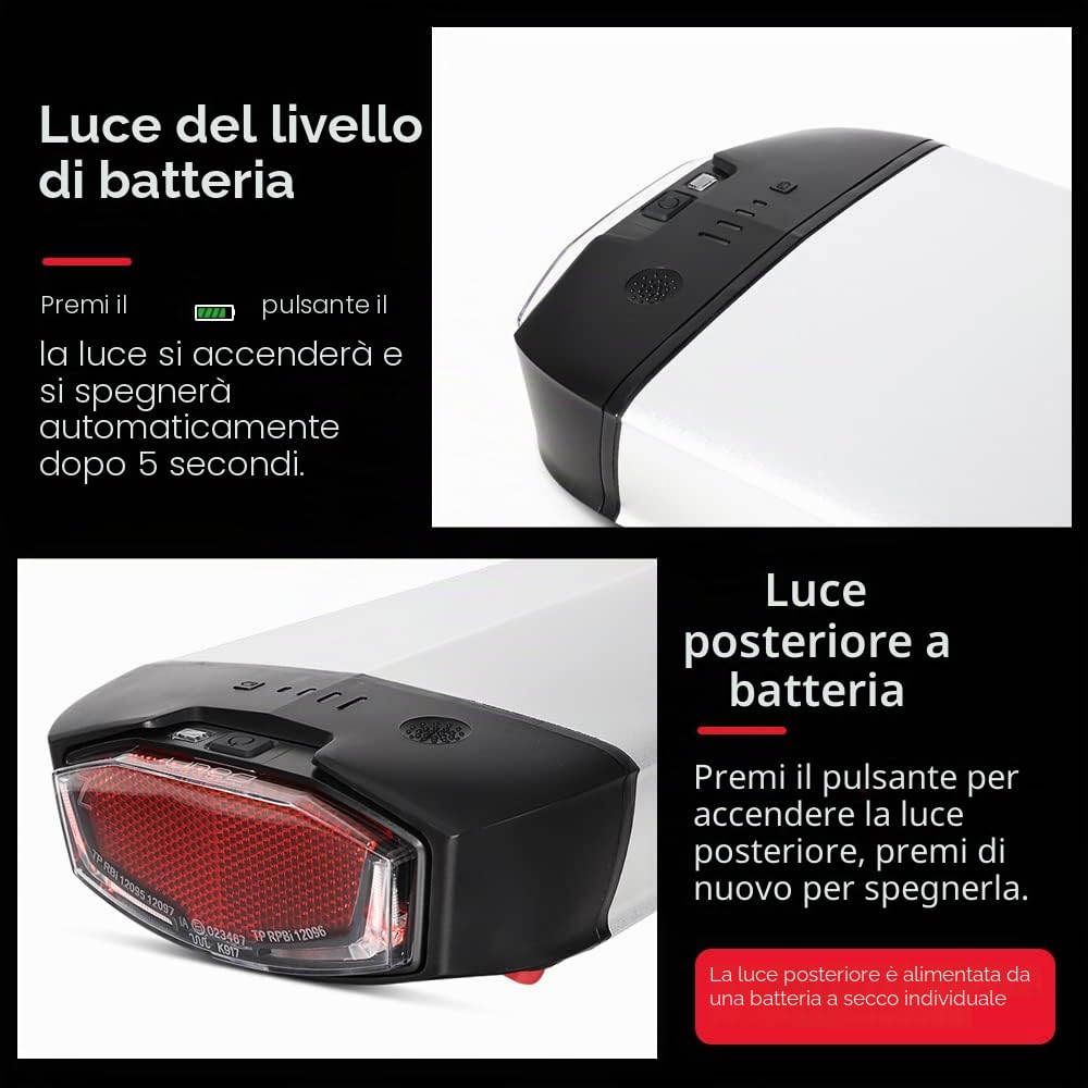 SEASON 36V Ebike Batteria con Portapacchi posteriore 13Ah 14.5Ah 15.6Ah 17.4Ah / 48V 10.4Ah Rear carrier Batteria agli ioni di litio con Caricabatterie per 0-800W ebike motore
