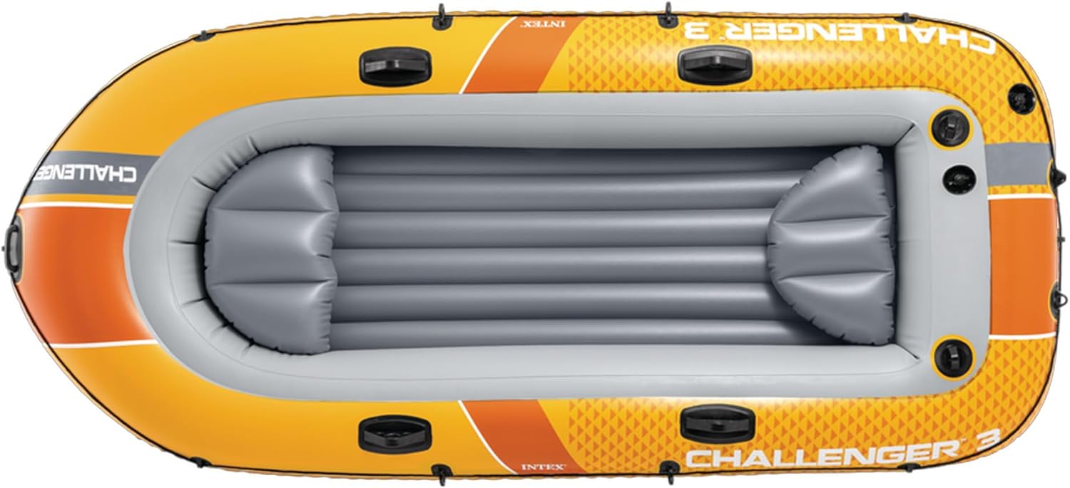 INTEX Challenger 2 Inflatable Boat Set: Includes Deluxe 48in Boat Oars and High-Output Pump
