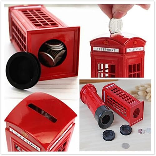 Miniatura 9 de SAFIGLE Caja de monedas británica encantadora Londres Dinero de aleación de metal Alcancía roja segura buzón de correo de Inglaterra adornos de