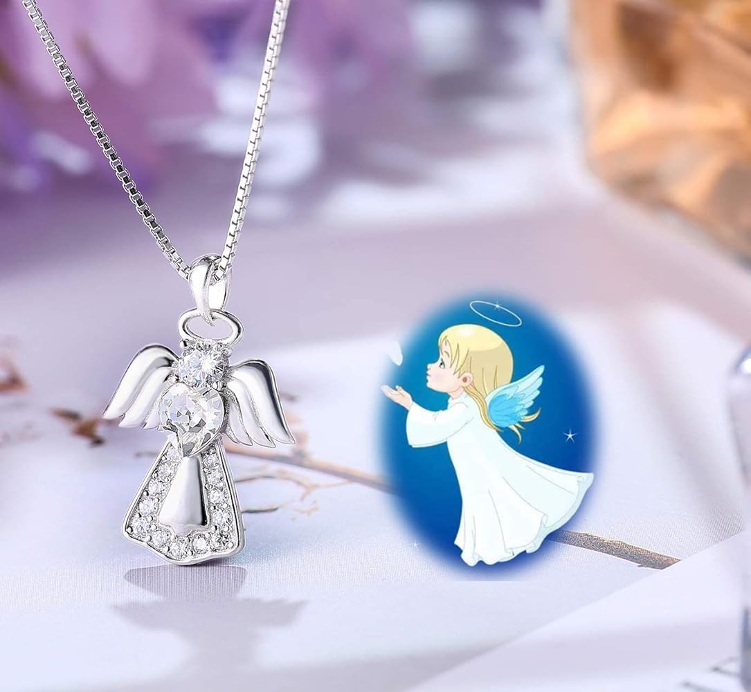 Adventskalender Teenager Mädchen Amoonìc Schutzengel Schmuckset Silber 925 Mädchen | Kette Halskette Engel-Anhänger Ohrringe Ohrstecker Kinder| Geschenke Zur Einschulung Geschenk Zum Adventskalender Kinder - Foto 6