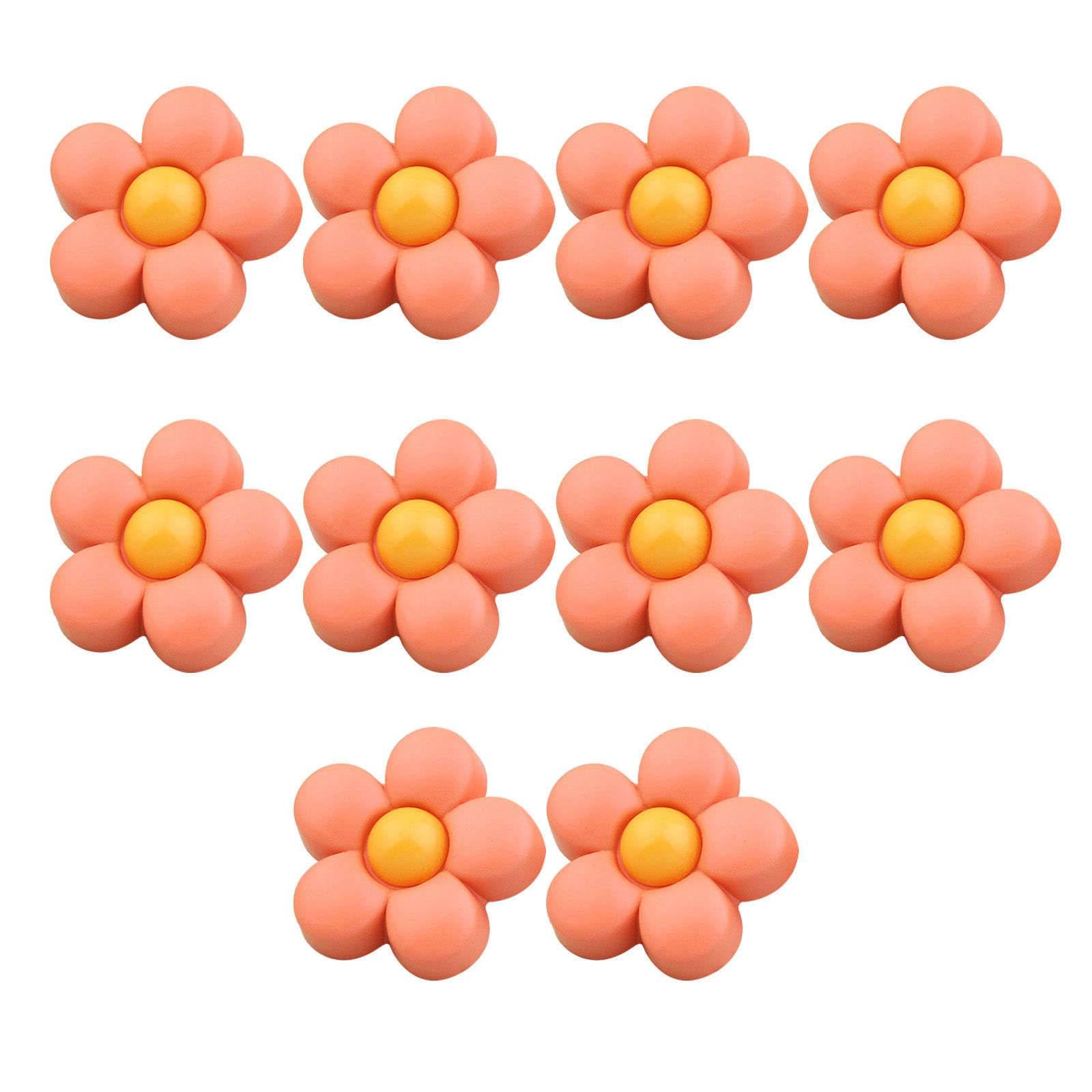 10 Pcs Small Buttons for Cardigans Novelty Shirt Buttons Flower Buttons for Baby Cardigans Plastic Buttons for Girls, Boys-Orange+yellow-18mm
