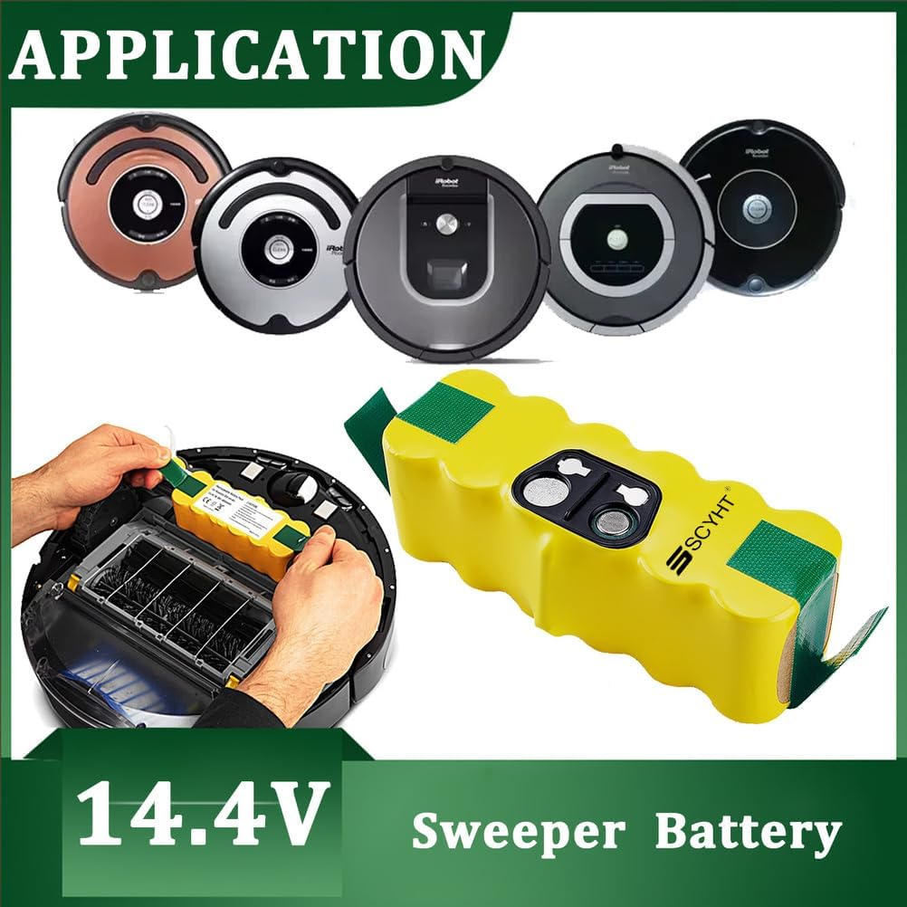 Replacement Battery 14.4V Lithium Battery 6800mAh 12800mAh 4800mAh Rechargeable Batteries 14.4V Vacuum Cleaner Batteries for 900 800 700 600 500 Series Sweeper,14.4v6800mah