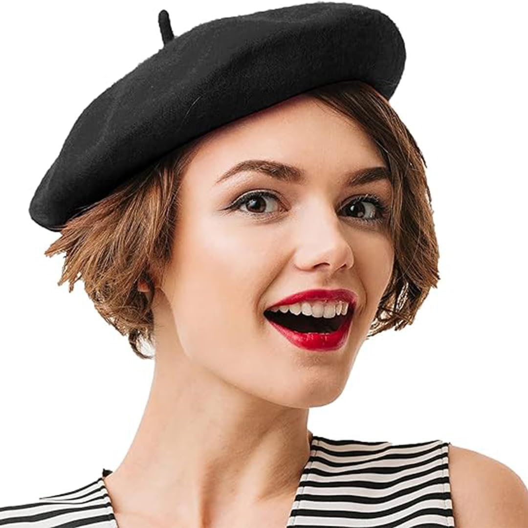 Vintage French Beret - Unisex Wool Hat for Men & Women, Cosplay, Costume Party, Parisian Fashion Accessory