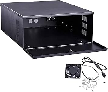 Kenuco White Heavy Duty 16 Gauge Steel DVR Security Lockbox with Fan BK 18 X 17.9 X 4.96