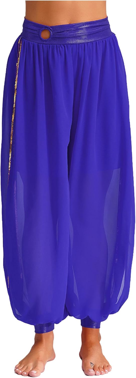 Oyolan Belly Dance Costume for Women Chiffon Lantern Pants India Harem Bloomers Arabic Halloween Trousers