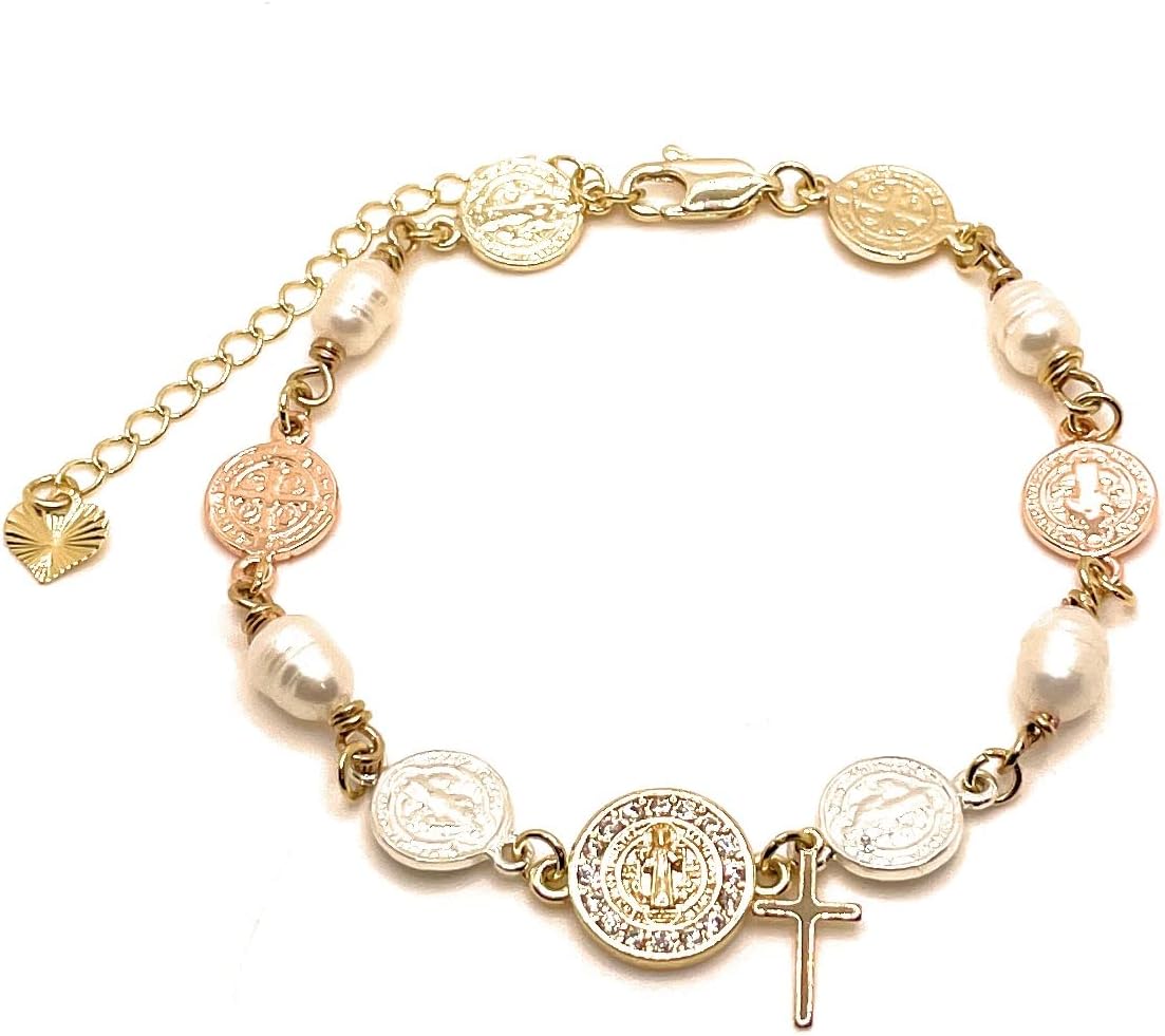 Saint Benedict Bracelet, Saint Benedict Bracelet for Women,San Benito Bracelet, Catholic Gifts, Catholic Jewelry, Gold Bracelets for Women, St Benedict Bracelet, Religious Bracelet,St Benedict Medal
