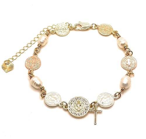Miniatura 2 de Saint Benedict Bracelet, Saint Benedict Bracelet for Women,San Benito Bracelet, Catholic Gifts, Catholic Jewelry, Gold Bracelets for Women, St