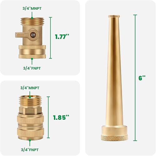 Miniatura 8 de Watflow Boquilla de manguera de latón macizo de 34 pulgadas, boquilla de manguera de alta presión resistente, rociador de manguera de agua de fácil