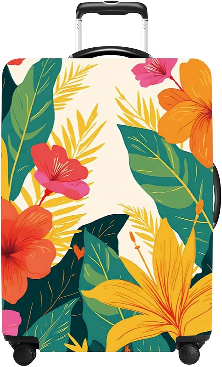 Flower Luggage Cover Washable Suitcase Protector Anti-Scratch,Stretchable Fit for 32-34Inch Luggage Durable Travel Bag Cover with Zipper Closure XL