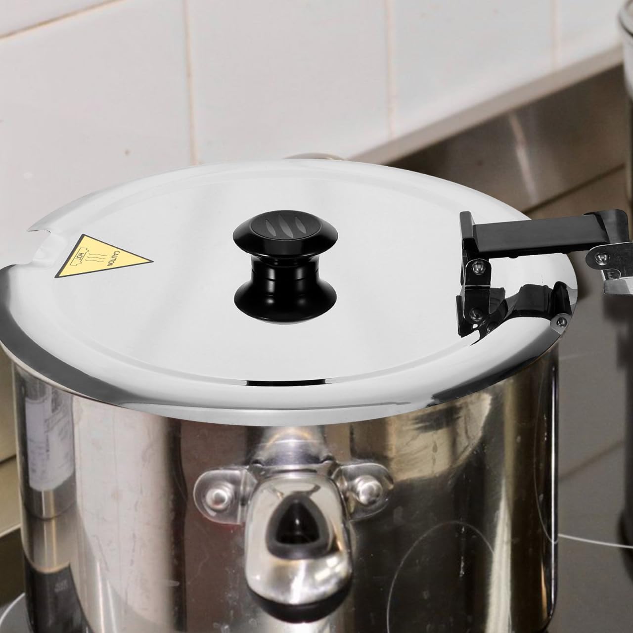 Stainless Steel Electric Soup Warmer Lid Replacement for 10Qt Soup Cooker Pot Cover with Ergonomic Anti-Scald Handle Spill Proof Design Easy to Clean and Store
