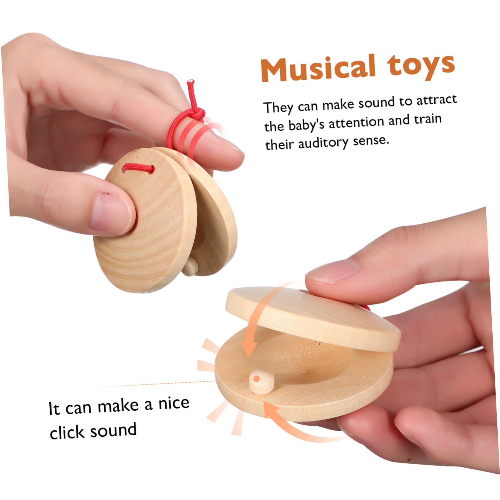 Juguete de Castañuelas de Madera y Plástico para Niños, 24 Piezas, Instrumento Musical Educativo para Entrenamiento Auditivo y Comunicación Familiar
