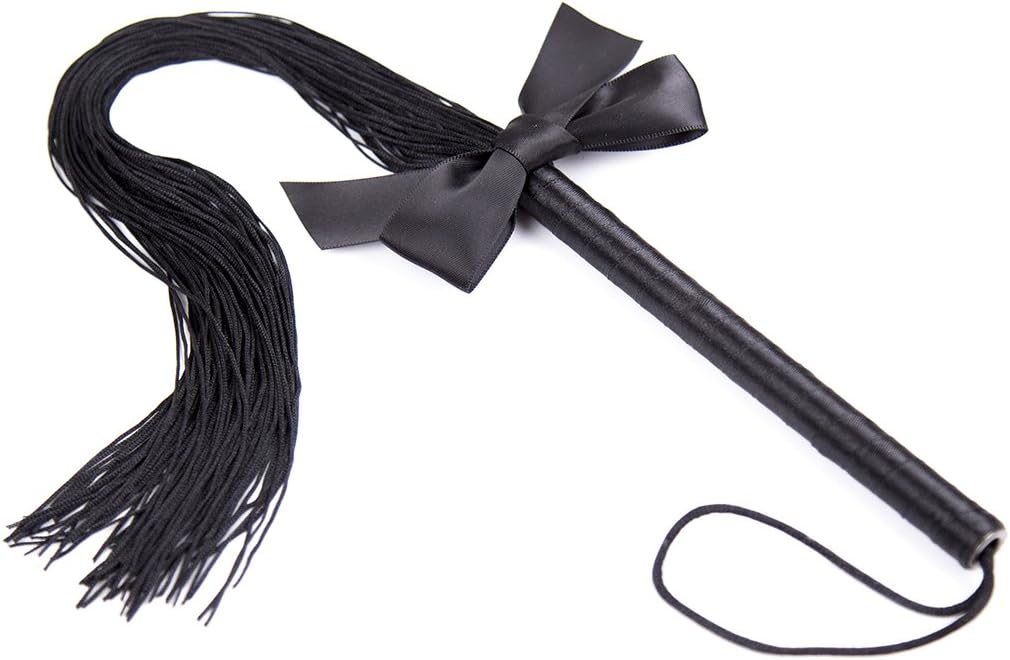 Black Bow Handle Tassel Whip， Bright Leather Whip,Whip, Horse Riding Crop, Role-Playing Props,