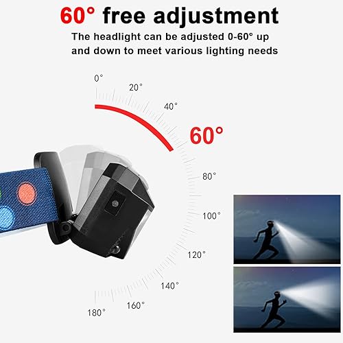 Miniatura 3 de Linterna frontal recargable, 1100 lúmenes, linterna LED brillante ultraligera con luz blanca y roja, paquete de 3 linternas de cabeza con sensor de