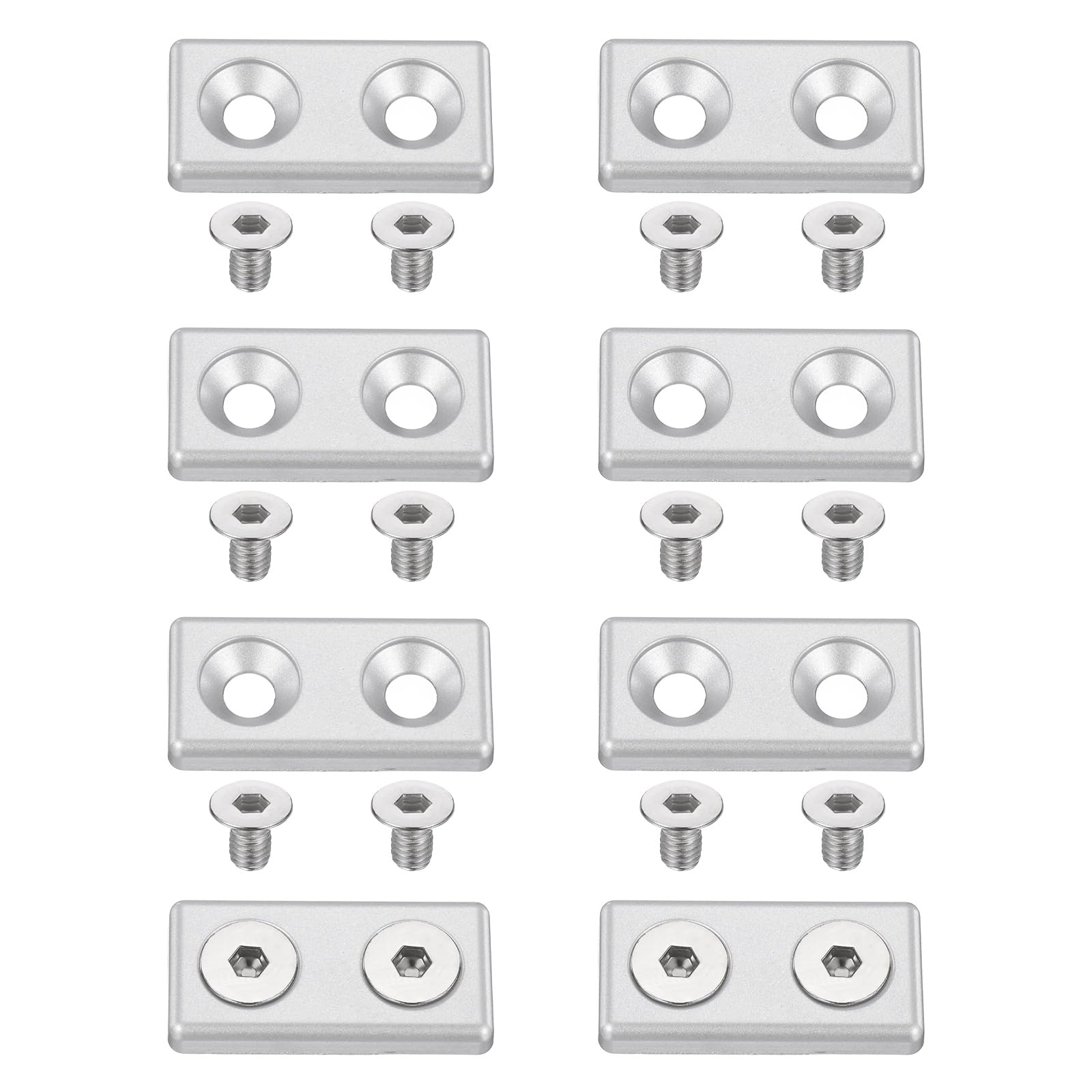 sourcing map 8Pcs Profile End Cap, Zinc Alloy 2040 Series EU Standard T-Slot Aluminum Extrusion End Cap Bracket with Screws for Storage Rack, Silver