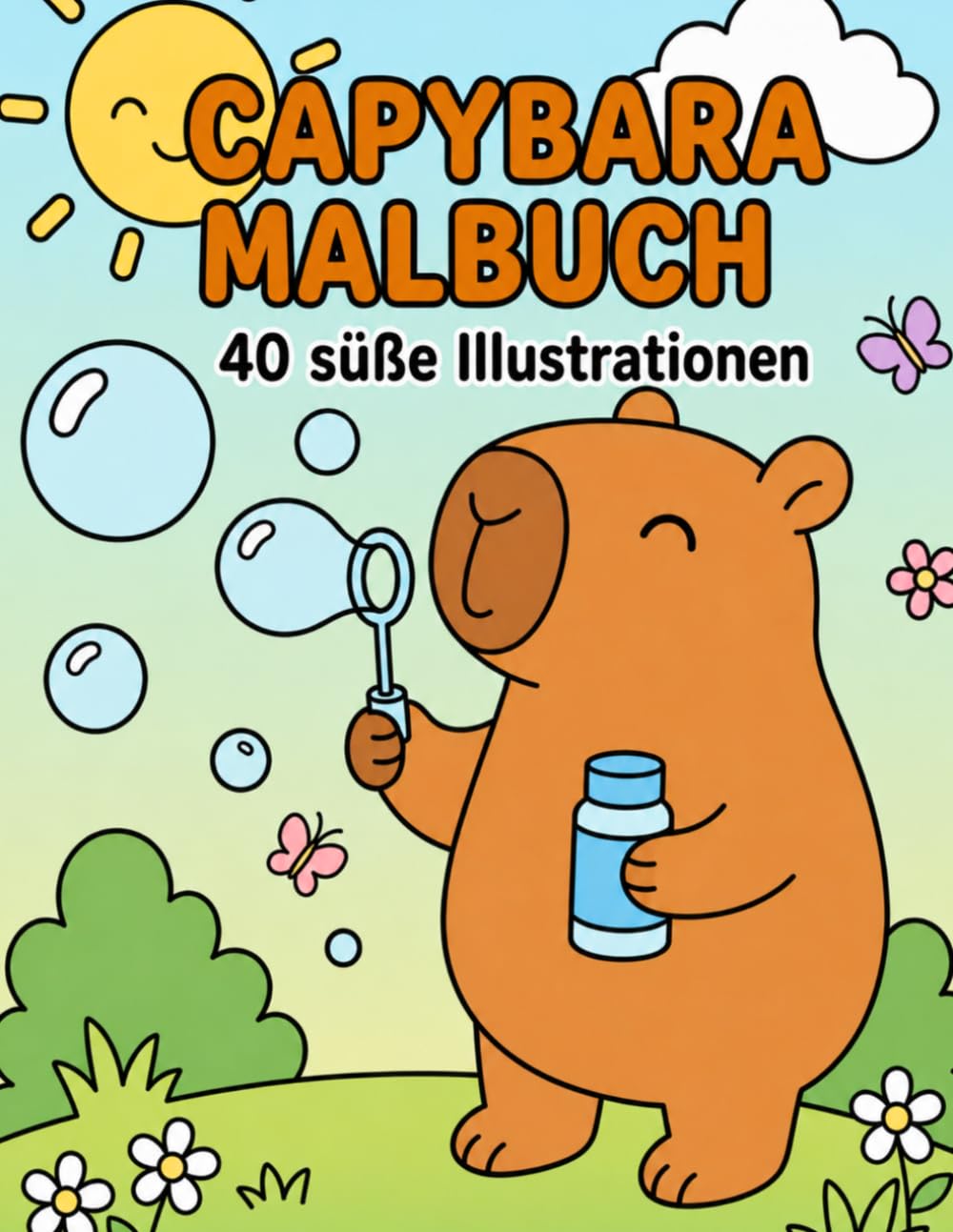 Capybara Malbuch für Kinder von 4–8 Jahren: 40 Niedliche und Gemütliche Illustrationen