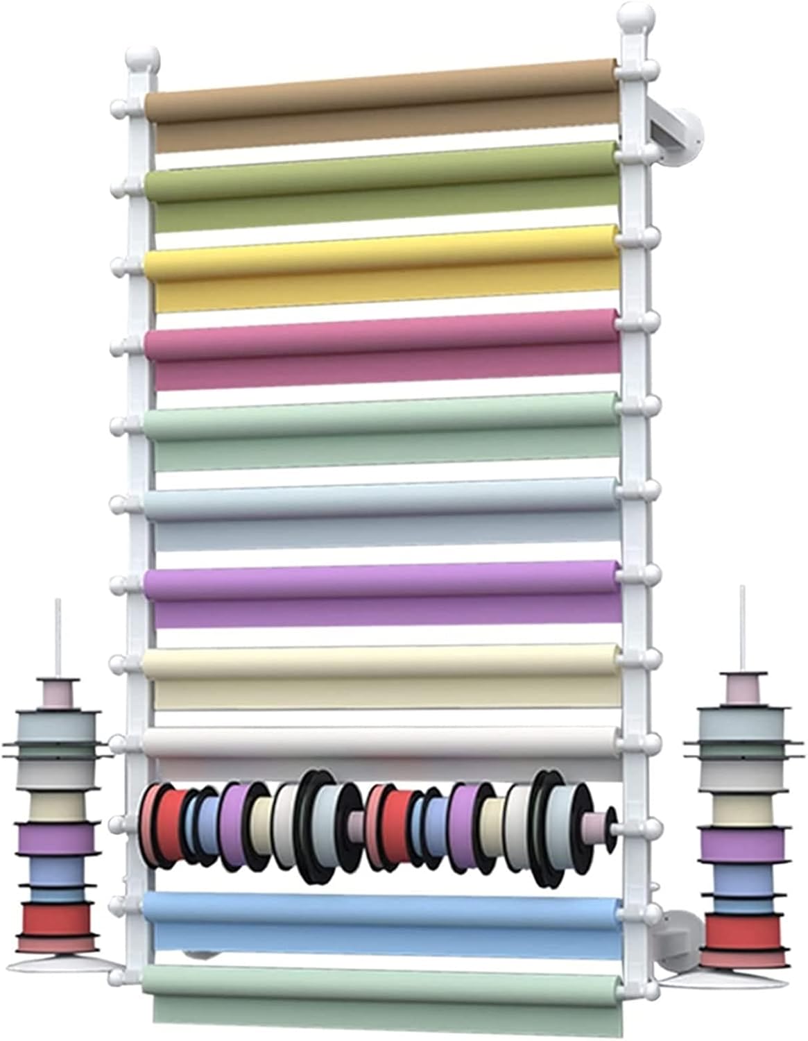 Wall Wrapping Paper Ribbon Organizers and Storage for Gift Shop/Flower Store, Iron Finish Commercial Multi-Purpose Stand, 120cm/47.2inch Tall,White 120cm/47.2in Wide