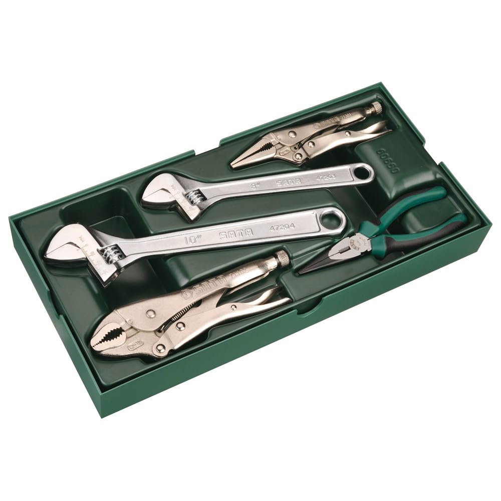 SATA ST09909-02 5 Juego de Llaves Ajustables/Llave Inglesa y Bandeja de Alicates